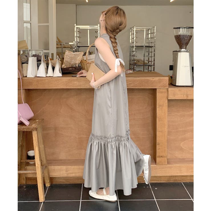 ARGO TOKYO 裾ギャザーマーメイドスリーブレスワンピース　韓国ファッション　レディース　夏服　マーメイドワンピース　ロングワンピース　マキシ丈　マキシワンピース　ノースリーブワンピース　スリーブレスワンピース ワンピース・ドレス shoplistselect-10230971 SHOPLIST サンプル画像3