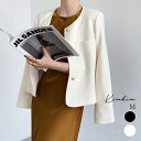 kirakiraShop 【SHOPLIST限定】ノーカラー金釦ジャケット アウター ノーカラージャケット 定番 シンプル エンボス 凸凹 ワッフル ポケット きれいめ オフィス 金ボタン セレモニー オケージョン 入学式 卒業式 スーツ コンパクト