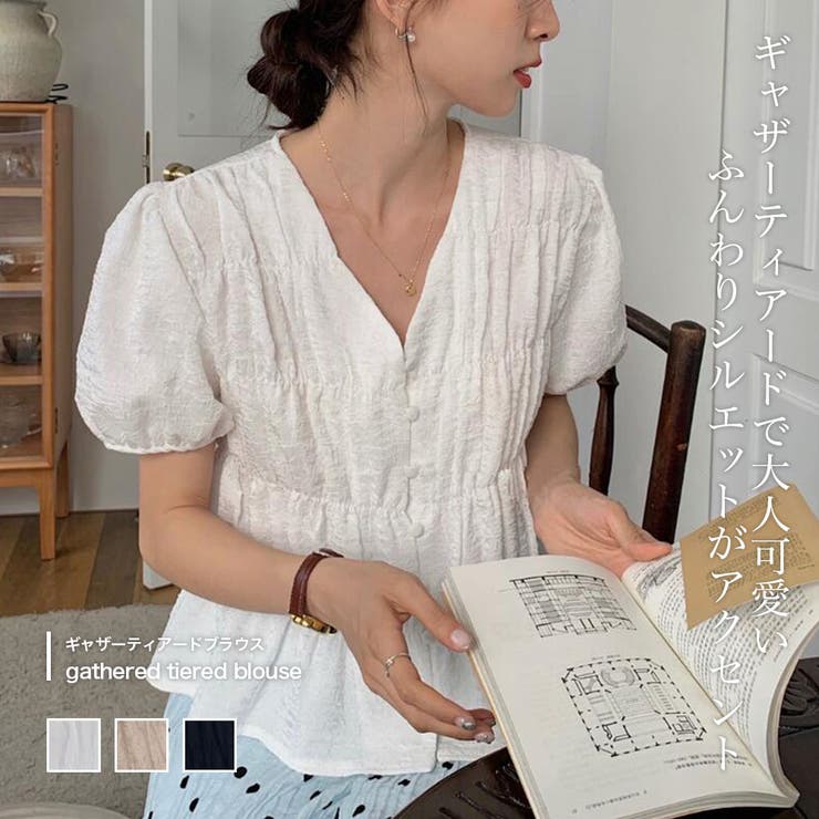 Doula Doula ギャザーティアードブラウス【韓国ファッション】 トップス