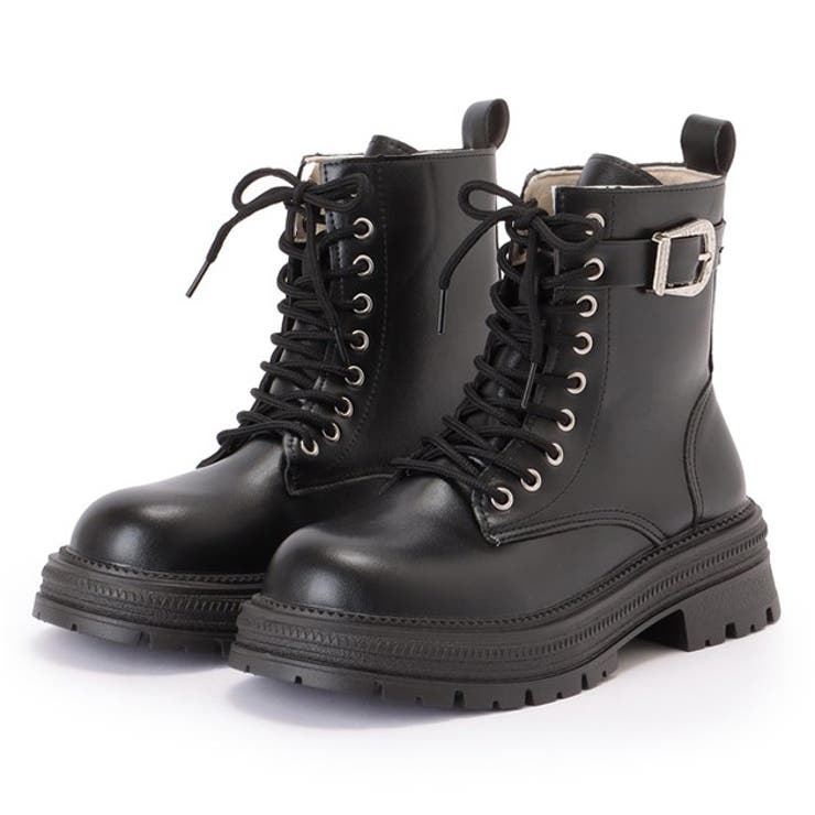 【10％OFFクーポン！11/27(木)1:59まで】レースレディース サイドベルト 厚底 レースアップ ショート ブーツ 女性 レディース 靴 シューズ 長靴 スニーカー 秋 冬 ハイカット レザー調 合成皮革 編み上げ フラット ストリート カジュア