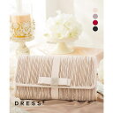 DRESS+ 【結婚式・お呼ばれに使えるパーティーバッグ】ビジューラディアルサテンプリーツクラッチバッグ バッグ・鞄