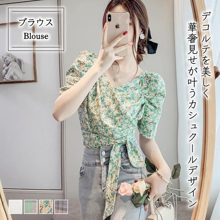 Doula Doula バックリボンカシュクールブラウス【韓国ファッション】 トップス