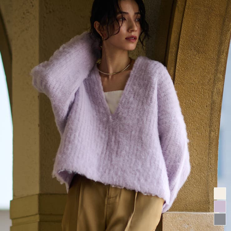 titivate ディープキーネックモヘアライクニット【UR’S ユアーズ】 トップスのサムネイル