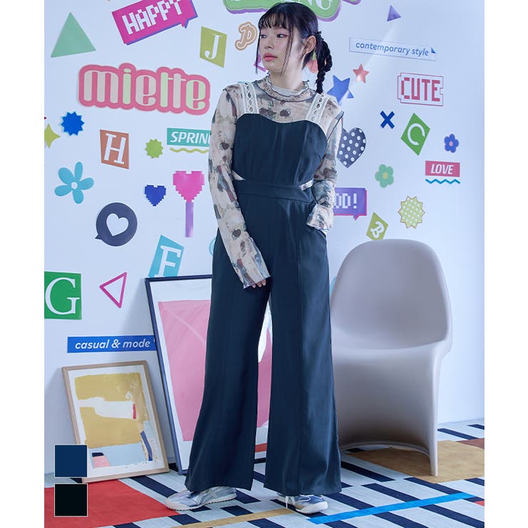 【10％OFFクーポン！本日実施中】titivate ショルダーレースオールインワン【miette ミエット】 パンツ・ズボン