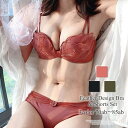 【マラソン期間中 5%OFFクーポン】Amulet 羽デザインブラジャー&ショーツセット 上下セット レディース用 女性 インナー ランジェリー ノンワイヤー 背中ホック インナー・下着