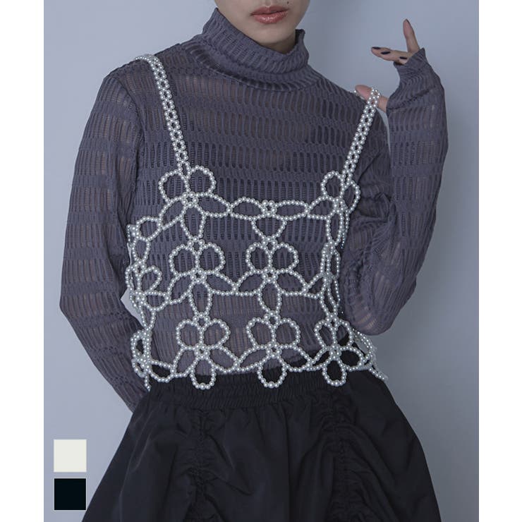 【4/25限定 20%OFFクーポン】titivate フラワーパールビスチェ【miette ミエット】 トップスのサムネイル