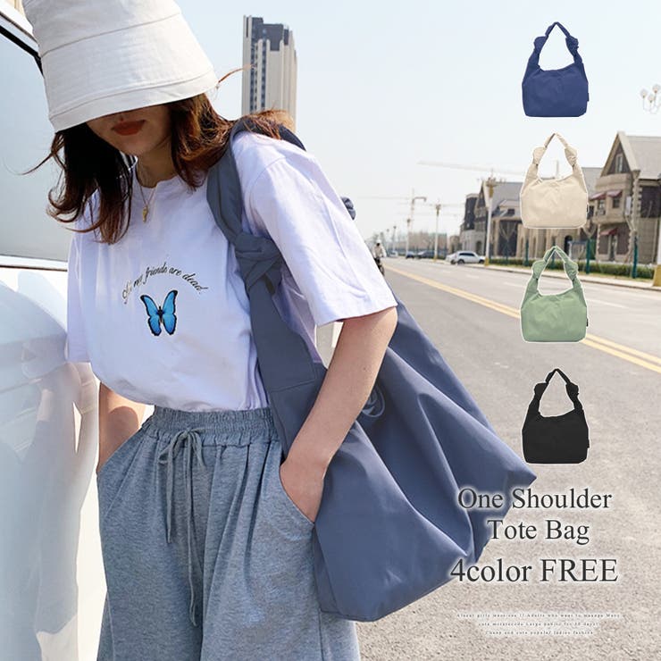 【10％OFFクーポン！11/27(木)1:59まで】Amulet ワンショルダートートバッグ エコバッグ リボン 内ポケット A4サイズ収納 マグネット 大容量 バッグ・鞄