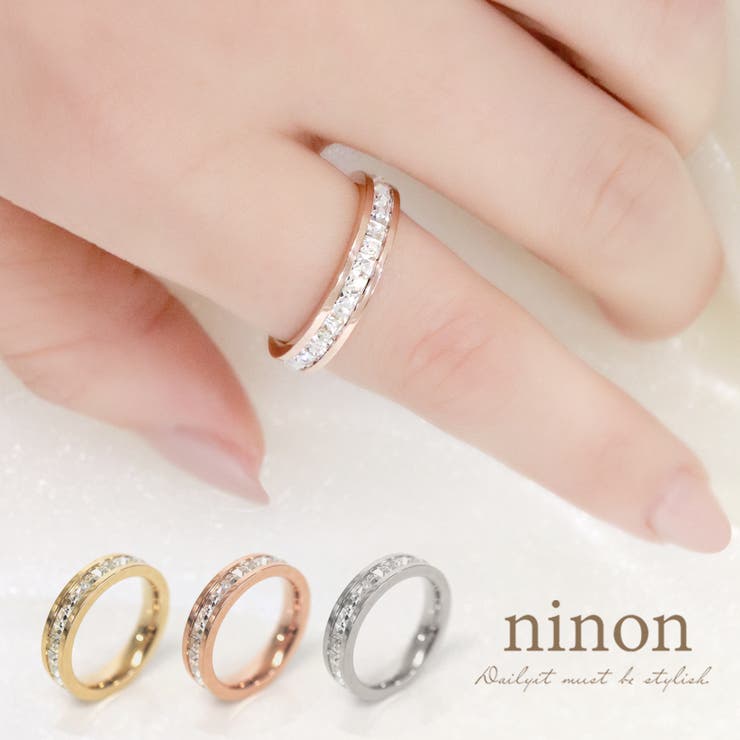 【10％OFFクーポン！11/27(木)1:59まで】ninon 指輪 レディース ステンレス ピンクゴール ドつけっぱな..