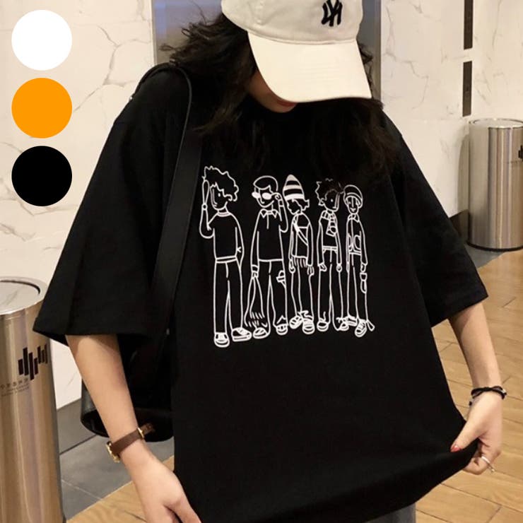 【10％OFFクーポン！1/16(金)1:59まで】VICTORIA Tシャツ レディース キャラT トップス キャラクター 半袖 チュニック プールオーバー クルーネック カジュアル シンプル かわいい 春 新作 夏 新作 黒 ブラック 白 ホワイト