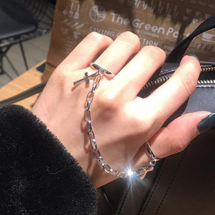 Decorative リング 十字架 クロス チェーン シルバー 指輪 アクセサリー ダンス 衣装 コスチューム 韓..