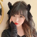 Decorative リボン ヘアクリップ 2個セット ブラック レッド オフホワイト ヘアアクセサリー