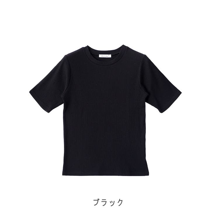 CLOTHY 【テレコ】5分袖リブTシャツ トップス