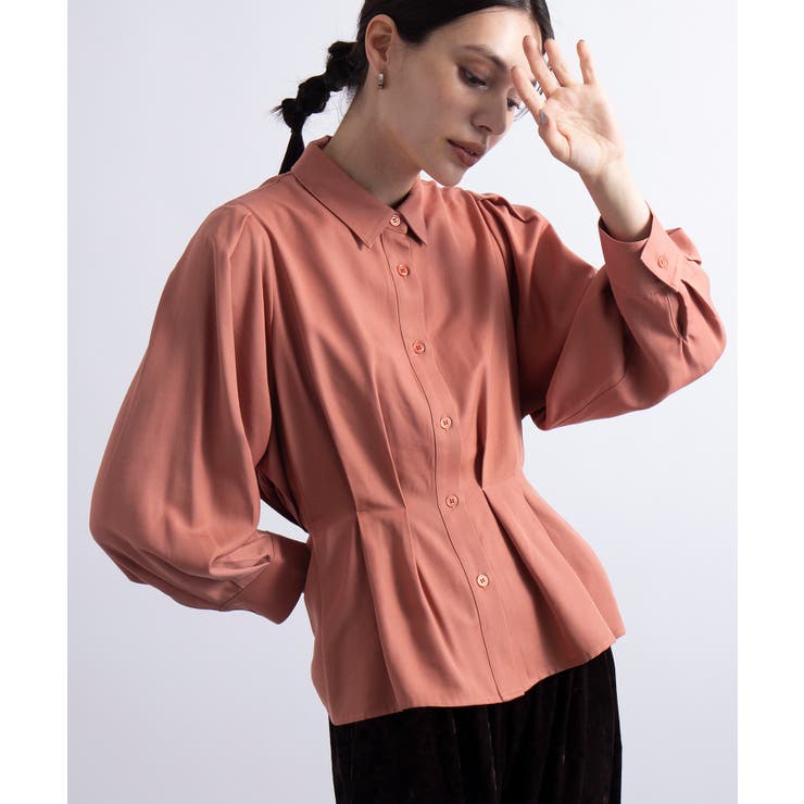 SETUP7【WOMEN】 24SS♪ 雑誌 SWEET 掲載アイテム【SETUP7】クラシカルウエストギャザーシャツ　ショート丈 トップス