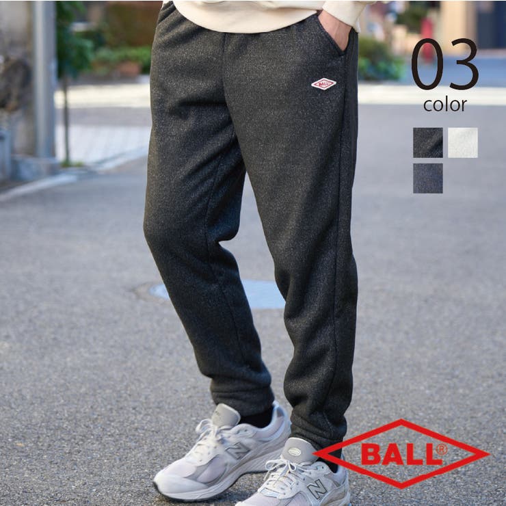 SETUP7【MEN】 【BALL】ニットフリース裏ボアワッペン付きロングパンツ 64542 パンツ・ズボン