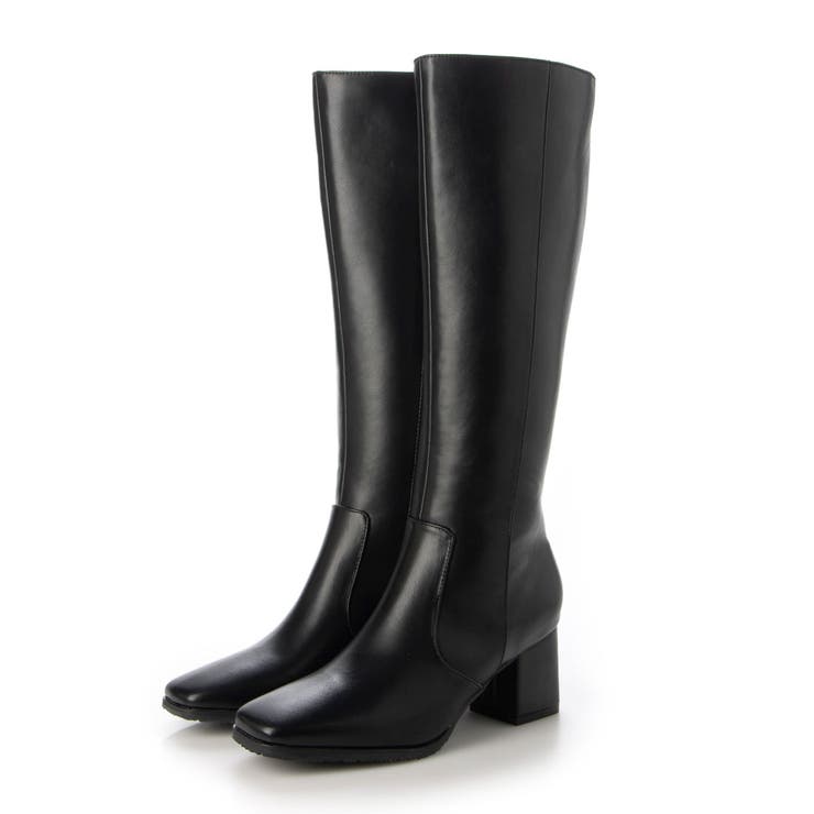 EVOL スクエア6.5cmヒールロングブーツ シューズ・靴