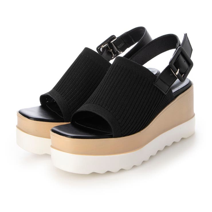 EVOL スクエアニット厚底サンダル シューズ・靴