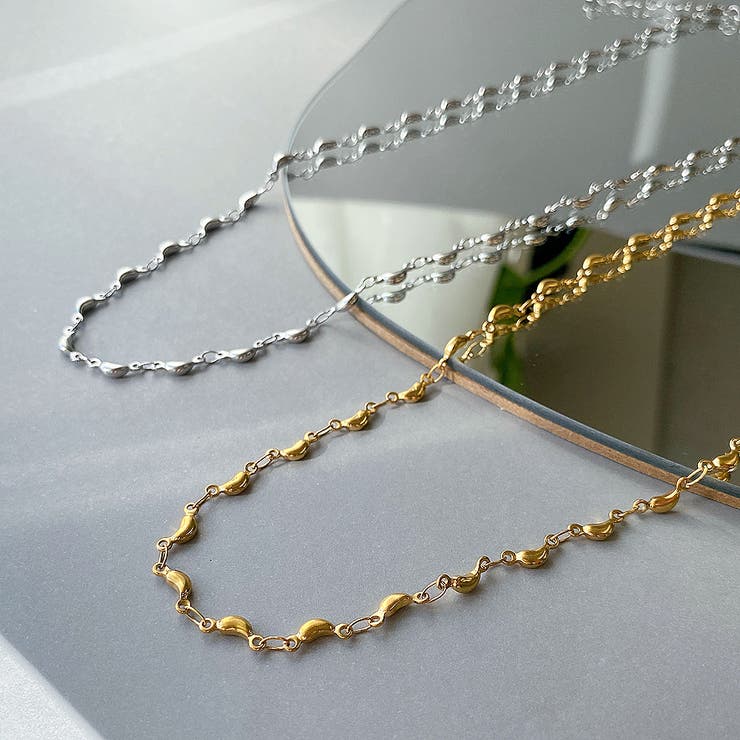 FACION ビーンズチェーンステンレスネックレス チョーカー サージカルステンレス SUS316L レディース ドロップ ステンレス製 金属アレルギー ショート アクセサリー