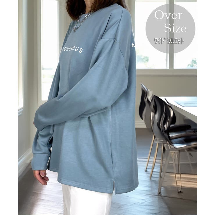 GROOVY STORE 【もちもち】柔らかロンt ストレッチ オーバーサイズ Tシャツ #ロゴ トップス