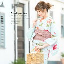 【8/11まで5%OFFクーポン】SOUBIEN 浴衣 セット レディース 浴衣セット 兵児帯 大人 2点セット(浴衣/帯) 水色 アイボリー 緑 ピンクベージュ 朝顔 花 縞 ラメ 綿 夏 花火大会 ボヌールセゾン フリー【フェミニン】 浴衣・着物