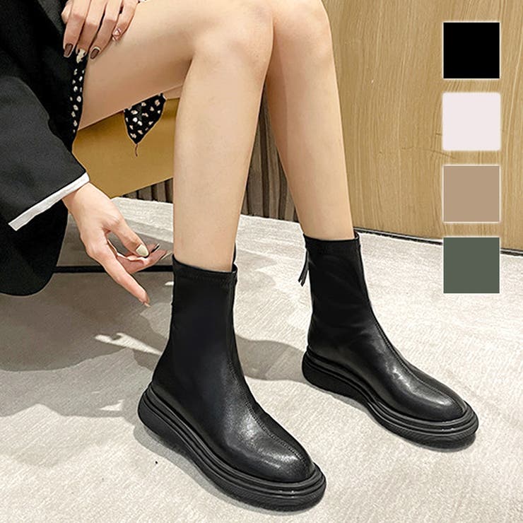 【10％OFFクーポン！3/26(木)1:59まで】Amulet フェイクレザーショートブーツ レディース 10代 20代 30代 韓国ファッション 春 夏 秋 冬 カジュアル 可愛い 白 黒 シンプル シューズ 靴 シューズ・靴