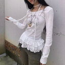 LADY LIKE 【春夏新作】ストール付きティアードフリルガーリートップス トップス
