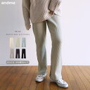 andme ワッフル スリット フレアパンツ リラックス ウエストゴム レディース サイドポケット ルームウェア ワンマイルウェア M/Lサイズ 春 秋 冬 パンツ・ズボン(4)