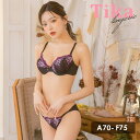 【マラソン期間中 5%OFFクーポン】Tika フラワー×リーフ刺繍ポイントビジューブラ&ショーツセット セクシーランジェリー 勝負下着 フルバックショーツ A70 A75 B65 B70 B75 B80 C65 C70 C75 C80 D65 D70