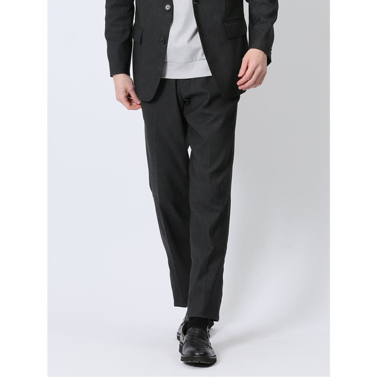 【10%OFFクーポン!11/27(木)1:59まで】TAKA-Q MEN クロスストレッチ スリムフィット ノータックスラックス デニム風黒(セットアップ可能...