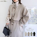 andme 2way ボリューム袖 トレンチコート レディース オーバーサイズ ロング丈 サイドポケット ベーシック ウエストベルト スタンドカラー ステンカラー 春 秋 冬 アウター(コート・ジャケットなど)