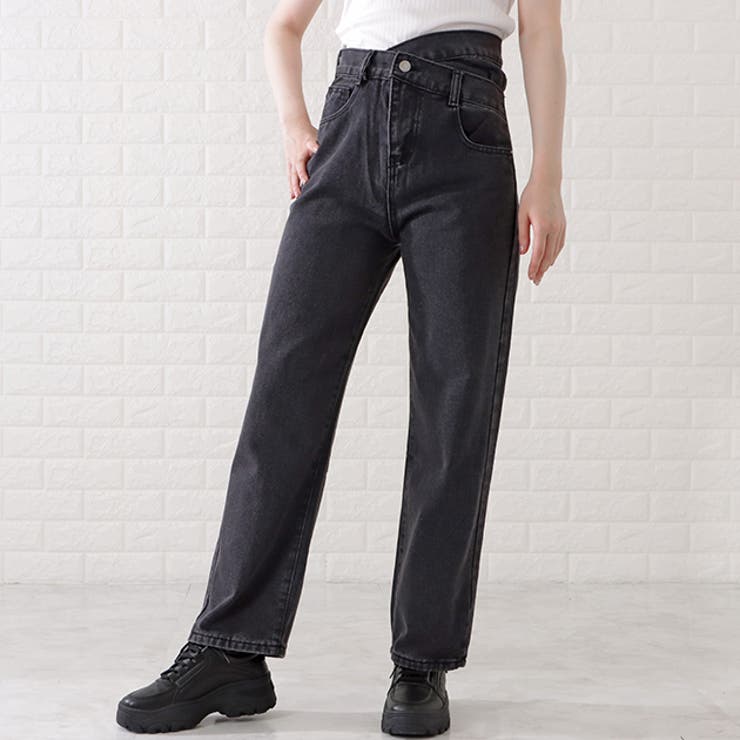 レースレディース ハイウエストレイヤードワイドデニムパンツ 女性 レディース パンツ ボトム 春 夏 秋 冬 オールシーズン 腰高 カジュアル デイリー ベーシック 定番 美脚 美シルエット ラフ リメイク ウエストシェイプ アシンメトリー パンツ・ズ