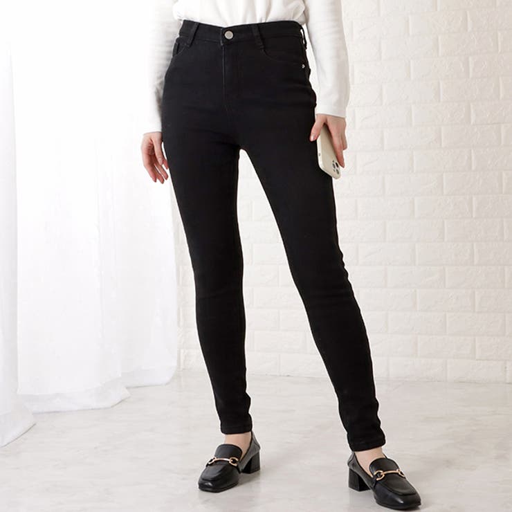 【10％OFFクーポン！2/10(火)1:59まで】レースレディース 裏起毛ハイウエストストレッチスキニーデニムパンツ 女性 レディース ボトム ズボン 秋 冬 カジュアル 細身 美脚 スタイルアップ 着回し あったか 暖パン ウォームビズ 毛布 ロール