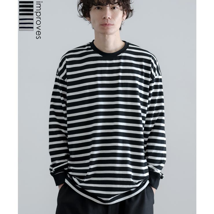 improves Tシャツ メンズ SIDEWAY STANCE サイドウェイスタンス ボーダー ロンT カットソー 大きめ アメカジ カジュアル スケーター ストリート 古着MIX 韓国 トップス