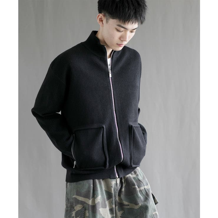 【10％OFFクーポン！配布中！】aimoha men 【aimoha neo】High-Neck Zip-Up Knit Cardigan【AW】 トップス