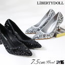 【10%OFFクーポン!11/27(木)1:59まで】LibertyDoll 7.5cmヒール ワンピース オフィス パーティー スパンコールパンプス ☆103...