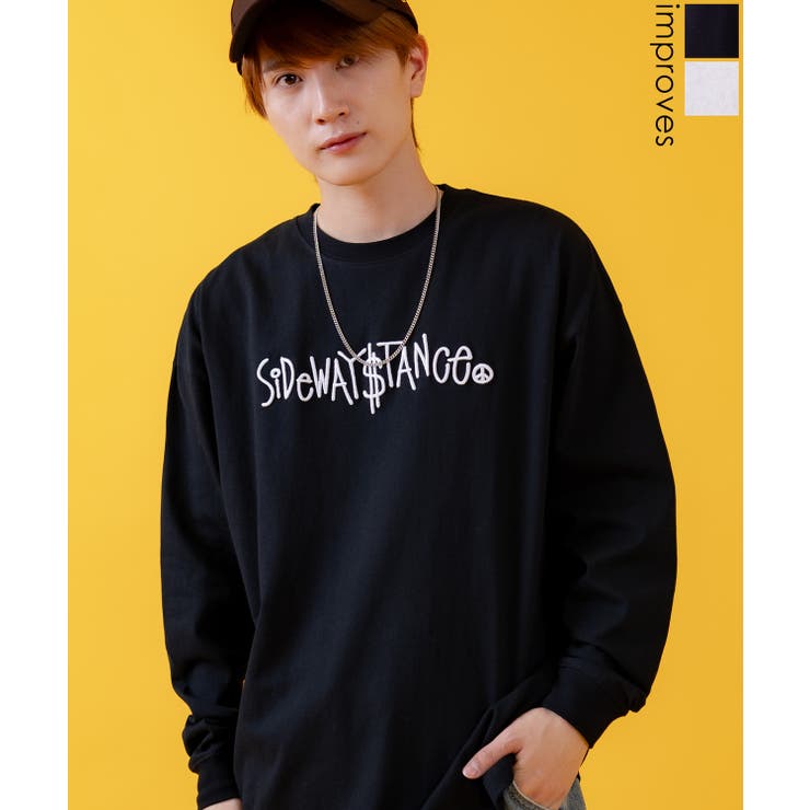 improves 長袖Tシャツ メンズ SIDEWAY STANCE サイドウェイスタンス オリジナルプリント スクリプトロゴ グラフィック ロンT カットソー スケーター ストリート 古着 韓国 トップス