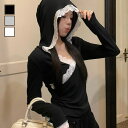 【10%OFFクーポン!11/27(木)1:59まで】LADY LIKE 【春夏新作】レース付きカシュクールもちもちフーディ トップス