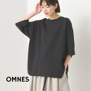 OMNES 【OMNES】カットジョーゼット ガゼット裾ラウンド半袖プルオーバー トップス