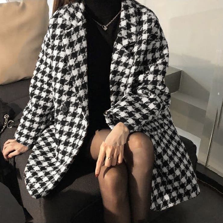 【10％OFFクーポン！11/27(木)1:59まで】SUNSHINE CLOSET 千鳥格子柄 ジャケット 中綿コート 秋冬 アウター(コート・ジャケットなど)