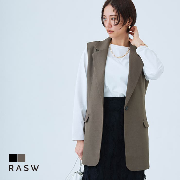 【10％OFFクーポン！1/16(金)1:59まで】Pierrot [RASW]テーラードジレ ☆ ジレ テーラードジレ ジレジャケット テーラード ハンサム マニッシュ 大人ハンサム ツイル素材 ピエロ トップス