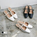 【5%OFFクーポン 9/11 1:59まで】Pierrot スクエアトゥストラップ付きフラットシューズ ☆ フラットシューズ ストラップ付 ミュール スクエアトゥ カジュアル フェミニン シューズ スムース素材 ピエロ シューズ・靴
