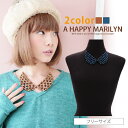 A Happy Marilyn レディース ネックレス■ビーズ × ラインストーン 丸衿デザイン つけ襟 風 ネックレスシンプルなニットやカットソーと相性◎■ネックレス アクセサリー アクセ フリー 【レディース 大きなサイズレデイース/レデ