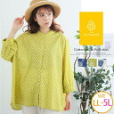 A Happy Marilyn lesOlivades 綿100% 襟フリルバンドカラーコットンシャツ 大きいサイズ レディース シャツ ブラウス トップス LL 3L 4L 5L 夏 夏物 夏服 夏用 ぽっちゃり ゆったり 綿シャツ フェミニン カジュ
