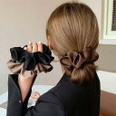 【7/11 1:59まで 5%OFFクーポン】JS FASHION ヘアゴム シュシュ 全6色 サテン シンプル 無地 オフィス 黒 大きめ デイリー ヘアアク...