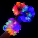 【マラソン期間中 5%OFFクーポン】JS FASHION 光るシュシュ LED ヘアゴム 全11色 ネオン お祭りグッズ ヘアアクセサリー 腕に付ける パーテ...