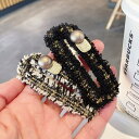 JS FASHION ヘアピン 全2色 ツイード風 パール付き デイリー オフィス ヘアアクセサリー 白 黒 結婚式 成人式 謝恩会 髪留め ヘッドアクセサリー 髪飾り 上品 エレガント フォーマル パーティー お呼ばれ ヘッドドレス レディース【acc