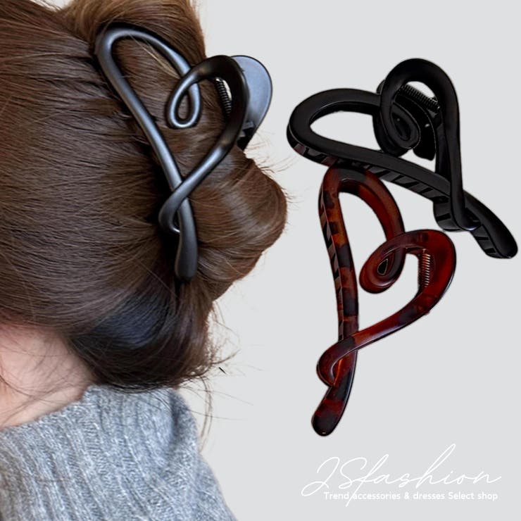 JS FASHION ヘアクリップ 全3色 バンスクリップ ハートモチーフ ヘアアクセサリー はーと おしゃれ 可愛い 大きい 大きめ 黒 成人式 謝恩会 髪留...