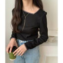 【5/16 1:59まで 5%OFFクーポン】LAUIR 配色ラインアシメリブトップス トップス