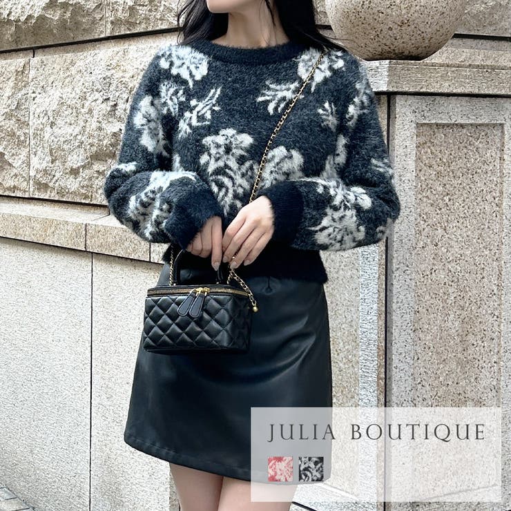 JULIA BOUTIQUE フラワー柄シャギータッチニットトップス/23553 トップス