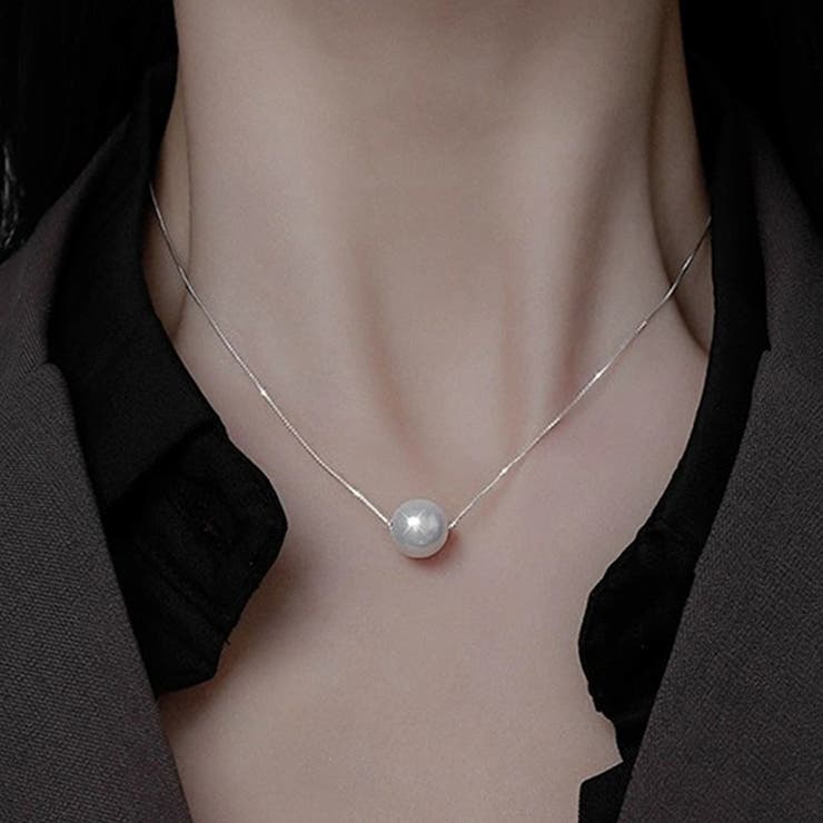 インナーショップDiamondHearts 一粒パールネックレス パール ネックレス シルバー シンプル 韓国 韓国..