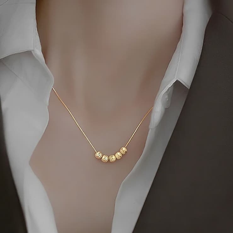 インナーショップDiamondHearts ゴールドVカットボールネックレス ミラーボール ネックレス ゴールド ..